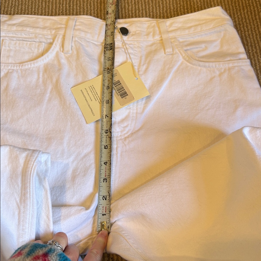 NWT Mara Hoffman Georgina white wide Straight Leg Jeans Size 10-12 - Picture 12 of 13